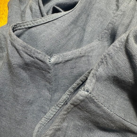 Eternelle Blue Linen Asymmetrical Sleeveless Midi Pockets Dress Made in Italy - Picture 13 of 13